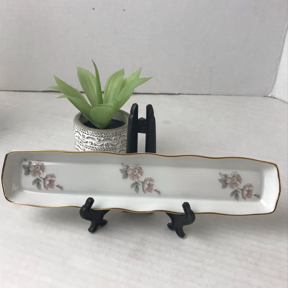 VINTAGE LIMOGES FRANCE By R. Leclair Hand Painted Floral Porcelain Trinket Tray